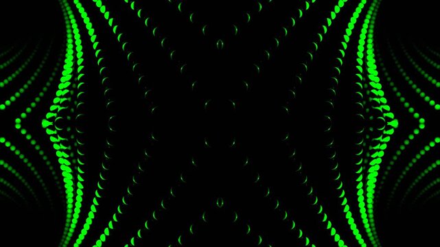 Green Spiral of Balls Kaleidoscope Background VJ Loop in 4K