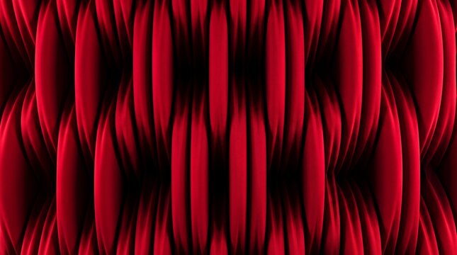 Abstract 3d background, with repeating red, vertical curved shapes, and deep black shadows