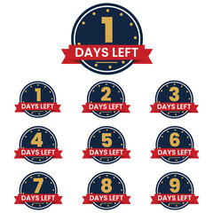 Fototapeta premium Countdown Timer Icons, Days Left Badges, 1-9 Number Graphics, Sale Promotion Elements, Event Reminder Vector Set
