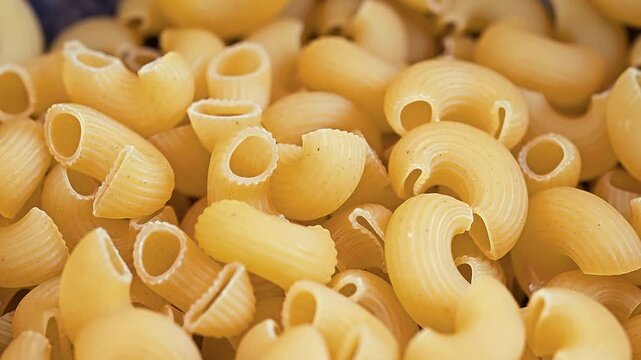 Close-up of Dry Elbow Macaroni Pasta Texture