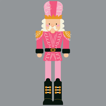 Pastel Pink Nutcracker Soldier Crown Feather Shako Holiday Toy Character
