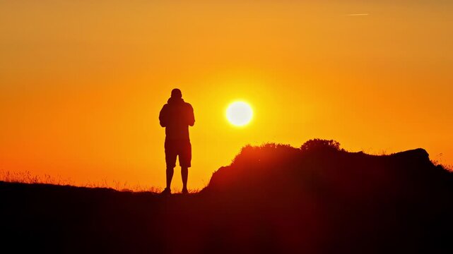 Silhouette of Person at Sunset on Col d'Aubisque