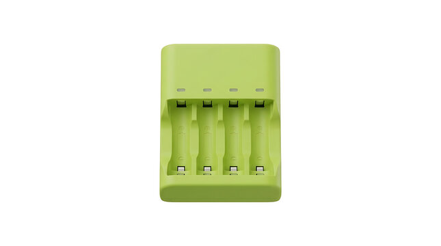 Lime Green Four Slot Battery Charger for AA and AAA Rechargeable Cells