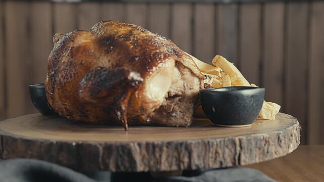 Authentic Peruvian Rotisserie Chicken Pollo a la Brasa with Crispy Fries
