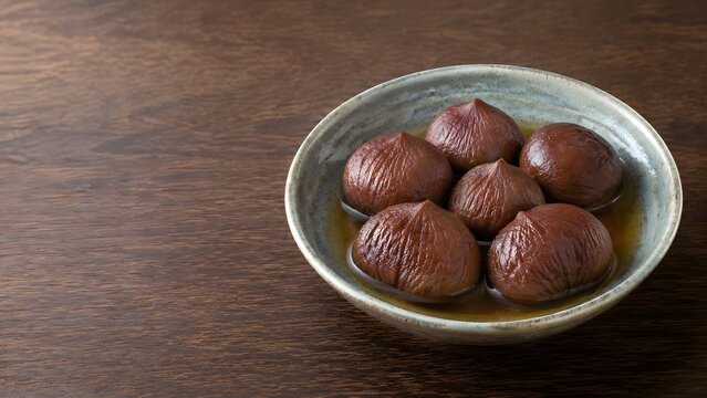 japanese simmered chestnuts in sweet syrup called shibukawa ni