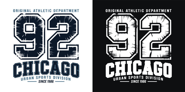 Distressed vintage varsity number ninety two graphic for apparel screen print