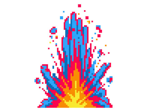 Vibrant Pixel Art Vertical Pillar Eruption Energy Blast Effect for Retro Video Game Visuals and Digital Motion Graphics Design