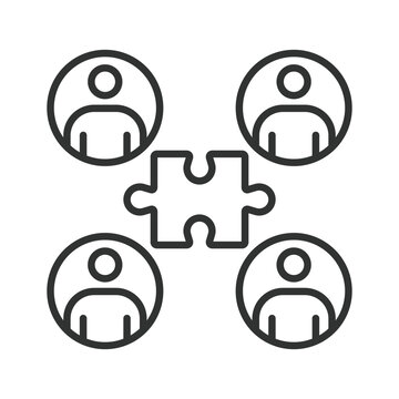 Teamwork and collaboration icon in line design. Teamwork, collaboration, connection, community, social network, people, group on white background vector. Teamwork and collaboration editable stroke ico