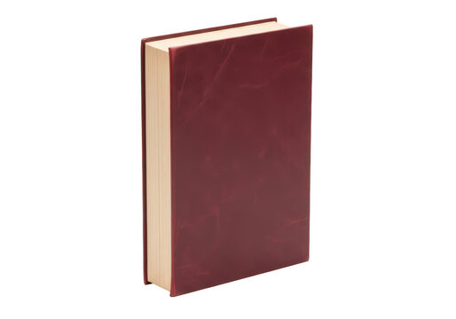 Elegant red leather bound book isolated on transparent background