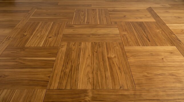 Warm brown wooden floor with parquet pattern of squares and rectangles background