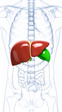 Human Anatomy 3D Illustration Showcasing Liver Spleen and Digestive System