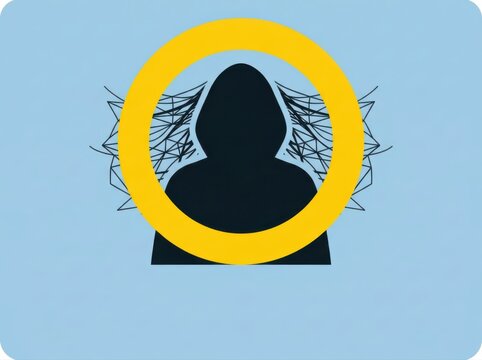 Avatar profile icon with yellow circle and network lines