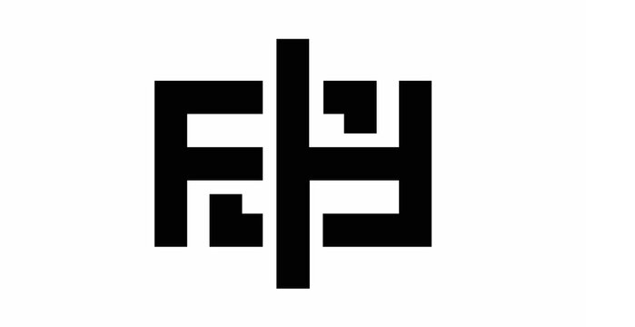 FH HF Interlocking Geometric Monogram Logo Minimal Vector Design