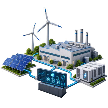 Industrial renewable microgrid with solar wind and storage
