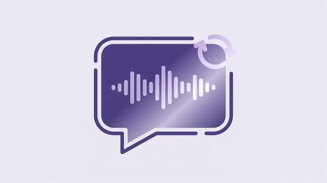 Voice message icon with refresh symbol, speech bubble with sound wave, audio communication concept, vector illustration, animated 4k stick video