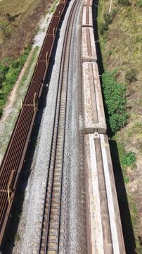 Aerial view of a cargo train