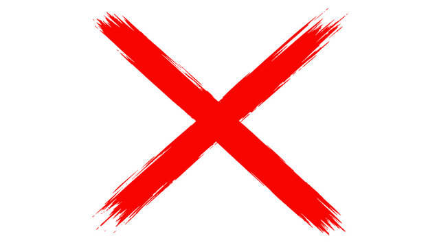 Red Brush X Cross Mark Paint Stroke Cancel Wrong Symbol