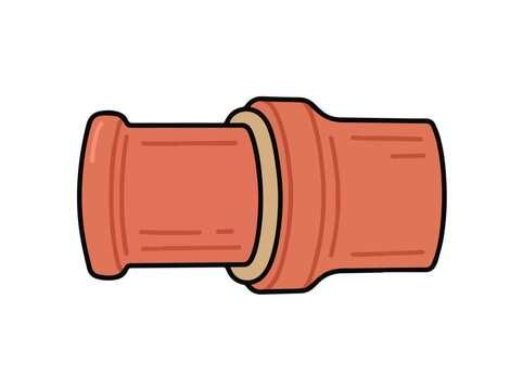 Terracotta clay drainage pipe fitting illustration for construction projects