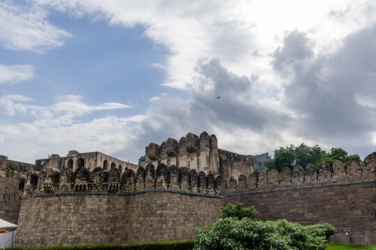 Golkonda fort on a cloudy day