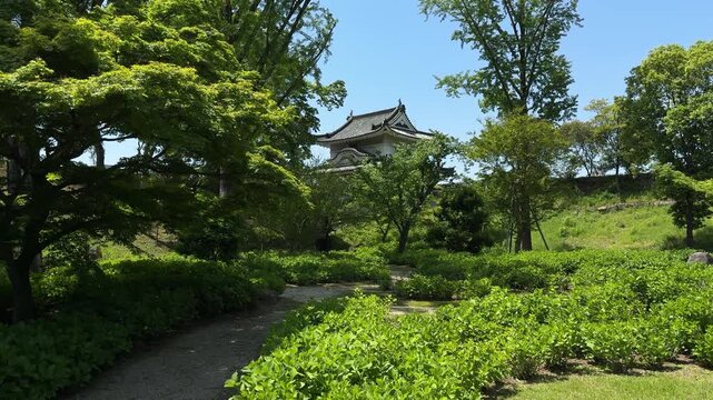 View of the historic Nijō Castle grounds in Kyoto, Japan landmark Asia