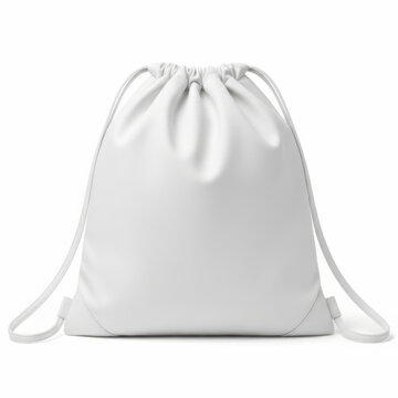 Simple clean white drawstring backpack bag for sports and gym wear