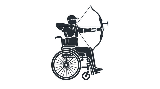 Para archer in wheelchair aiming compound bow sports vector art