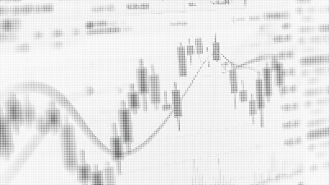 Abstract financial stock market candlestick chart pattern with halftone dot effect