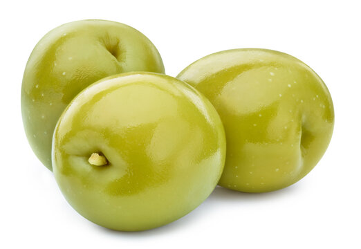 Green olive berry single object. Fresh organic raw green olive isolated on white background with clipping path