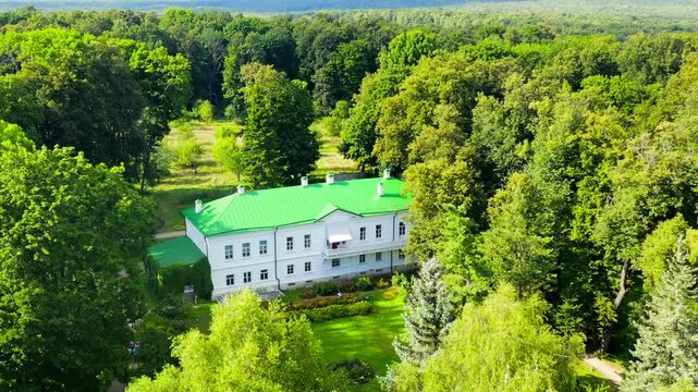 Yasnaya Polyana, Russia. Lev Nikolaevich Tolstoy was born and lived most of his life in Yasnaya Polyana. Drone footage