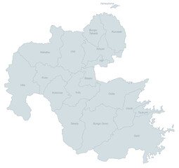 Obraz premium Administrative Divisions Map of Oita Prefecture, Japan - Detailed Vector Illustration
