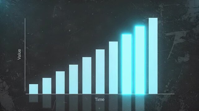 Financial growth animation with rising bar chart, increasing sales volume, business performance analytics, investment trends, market expansion and digital fintech success visualization background vide