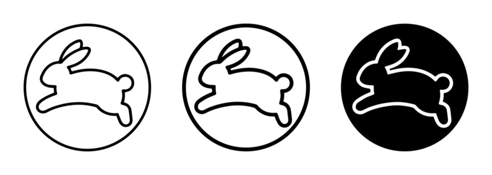 Rabbit Icons Set, Bunny Graphics Collection, Simple Animal Symbols, Vector Art