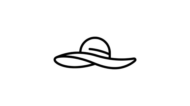 Black outline of a wide brim summer sun hat.