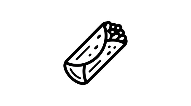 Burrito wrap line art icon on white background