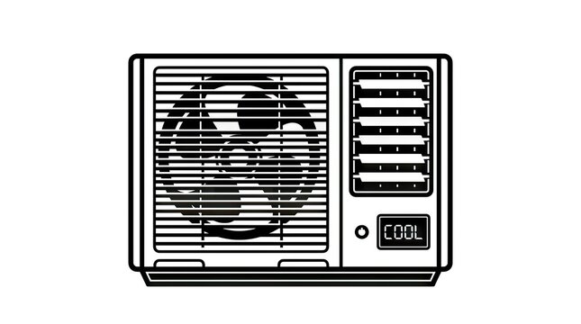 Window air conditioner unit icon silhouette.