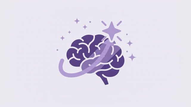 Creative brain icon, abstract mind concept logo design, stylized human brain with a surrounding circular arrow, animated 4k stick video
