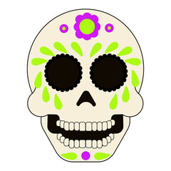 Obraz premium Mexican Catrin with multicolored floral decorations and a festive design