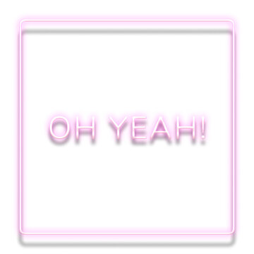 Purple neon word OH YEAH typography design element