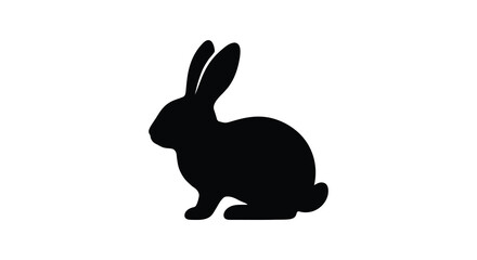 A black rabbit silhouette against a white background presents a simple form © AYSHA