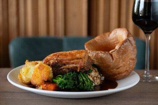 Deliciously Crafted Roast Dinner Served With Traditional Yorkshire Pudding