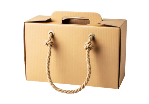 Brown corrugated cardboard gift box with integrated rope handles, perfect for carrying and presenting presents.