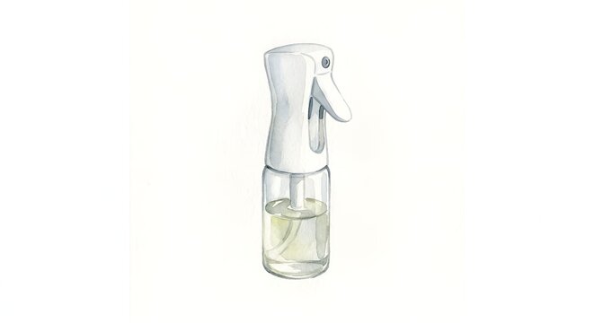 Watercolor kitchen oil spray bottle illustration isolated on white background