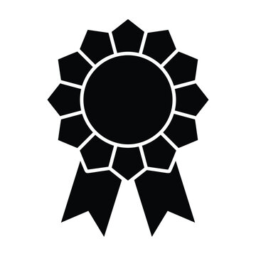 Blank rosette award ribbon silhouette icon with a simple black solid silhouette vector icon