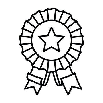 Star award rosette badge with ribbons vector illustration ribbon badge star medal success prize