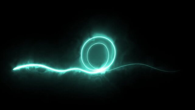 Abstract glowing tunnel displays vibrant geometric neon lines traveling endlessly in dark space. Seamless loop. 4K animation.