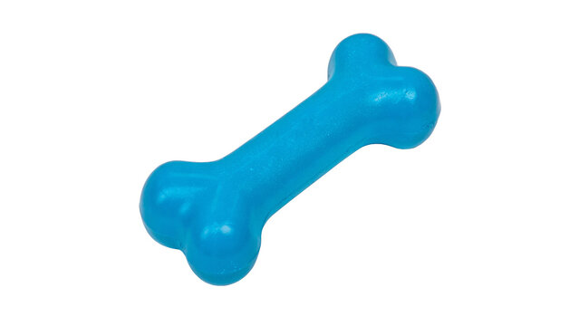 Blue plastic dog chew toy bone accessory isolated on transparent background