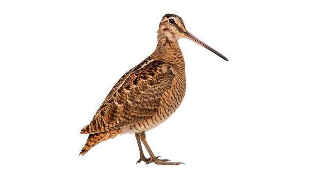 Wild woodcock bird standing sideways wildlife fauna isolated on transparent background