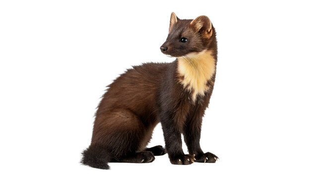 Wild marten animal sitting sideways forest wildlife isolated on transparent background