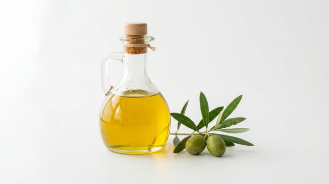 Pure extra virgin olive oil in a glass bottle