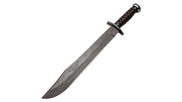 Ancient metallic steel dagger knife weapon isolated on transparent background